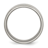 Titanium Wedding Band with Brushed Center and Ridged Edge, Unisex and Engravable
